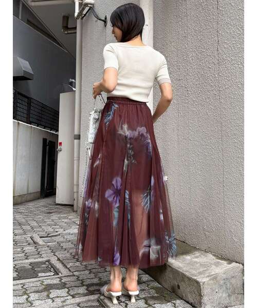 MURUA(ムルーア)の「ブラーフラワーフレアスカート(スカート・レディース・ブラウン/ブラック・FREE)」の11枚目の写真