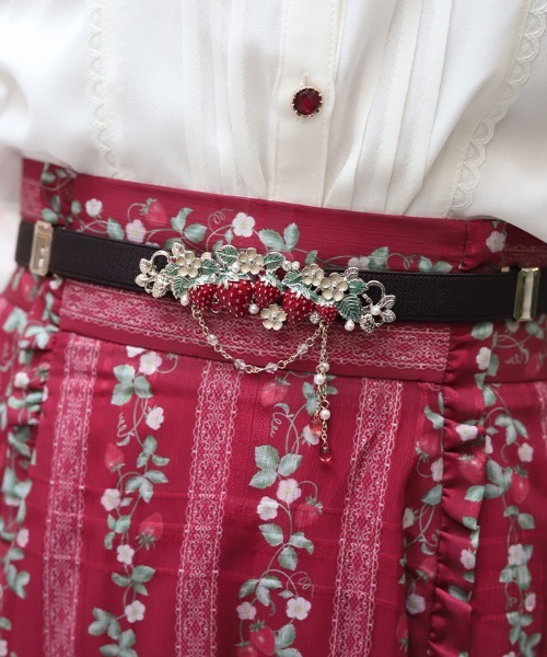 axes femme（アクシーズファム）の「苺モチーフ細ゴムベルト（ベルト・レディース・ホワイト/レッド・FREE）」の2枚目の写真