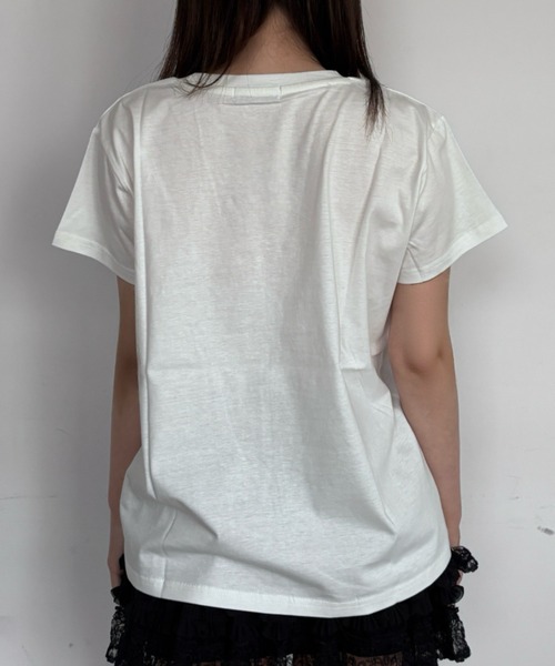 link lot（リンクロット）の「【汗染み防止加工】レタリング刺繍カラーロゴプリントTシャツ（Tシャツ/カットソー・レディース・ブラック/チャコール/ホワイト/グレー・F）」の9枚目の写真
