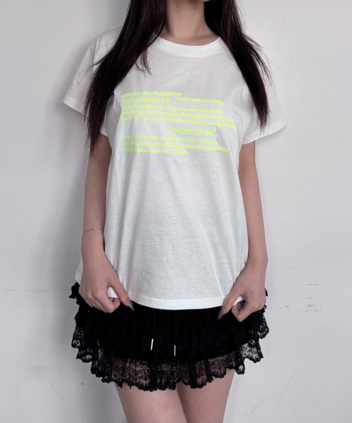 link lot（リンクロット）の「【汗染み防止加工】レタリング刺繍カラーロゴプリントTシャツ（Tシャツ/カットソー・レディース・ブラック/チャコール/ホワイト/グレー・F）」の10枚目の写真