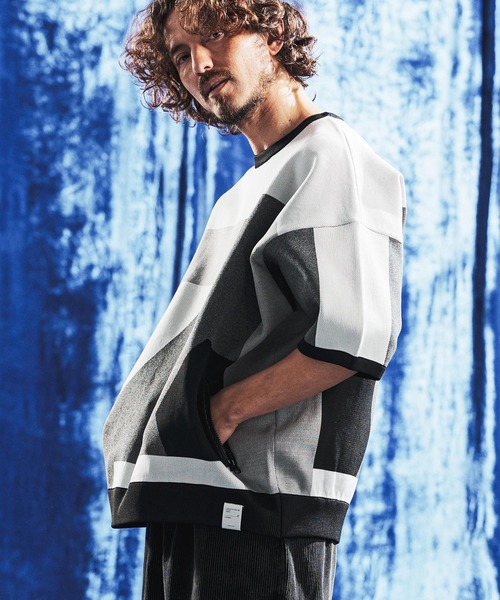 ANGENEHM(アンゲネーム)の「mn3235- Panel Jacquard Airy Knit Crew ニット(AG06-001scg)(ニット/セーター・メンズ・ネイビー/チャコール/キナリ/ブラック・S/L/M)」の11枚目の写真