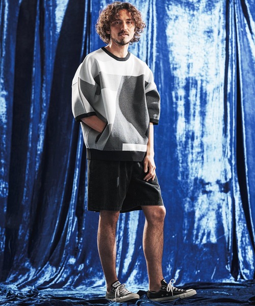 ANGENEHM(アンゲネーム)の「mn3235- Panel Jacquard Airy Knit Crew ニット(AG06-001scg)(ニット/セーター・メンズ・ネイビー/チャコール/キナリ/ブラック・S/L/M)」の12枚目の写真