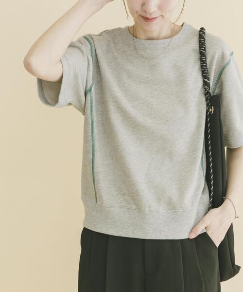 ITEMS URBANRESEARCH（アイテムズ アーバンリサーチ）の「カラーステッチスウェット（Tシャツ/カットソー・レディース・ネイビー/ベージュ/ライトグレー・FREE）」の14枚目の写真