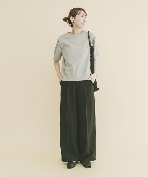 ITEMS URBANRESEARCH（アイテムズ アーバンリサーチ）の「カラーステッチスウェット（Tシャツ/カットソー・レディース・ネイビー/ベージュ/ライトグレー・FREE）」の16枚目の写真