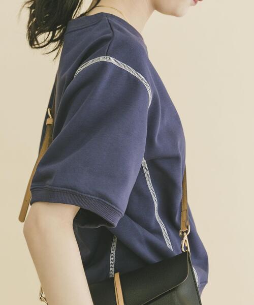 ITEMS URBANRESEARCH（アイテムズ アーバンリサーチ）の「カラーステッチスウェット（Tシャツ/カットソー・レディース・ネイビー/ベージュ/ライトグレー・FREE）」の10枚目の写真