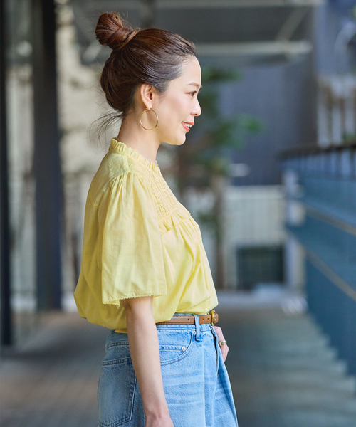 B.C STOCK（ベーセーストック）の「手洗い可 / フリルカラースモックブラウス（シャツ/ブラウス・レディース・ブラック/イエロー/ホワイト・FREE）」の12枚目の写真