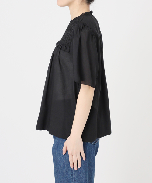 B.C STOCK（ベーセーストック）の「手洗い可 / フリルカラースモックブラウス（シャツ/ブラウス・レディース・ブラック/イエロー/ホワイト・FREE）」の9枚目の写真