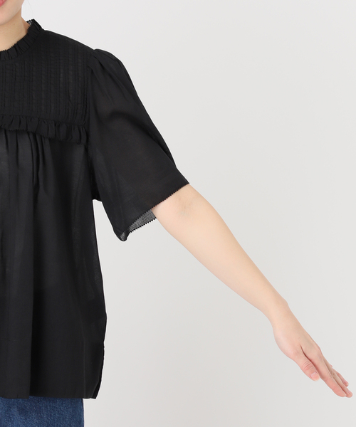 B.C STOCK（ベーセーストック）の「手洗い可 / フリルカラースモックブラウス（シャツ/ブラウス・レディース・ブラック/イエロー/ホワイト・FREE）」の6枚目の写真