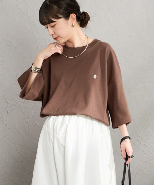 GYMPHLEX（ジムフレックス）の「[GYMPHLEX/ジムフレックス] ワンポイント刺繍ロゴ クルーネックTシャツ（Tシャツ/カットソー・レディース・ブラウン/チャコールグレー/アイボリー・M/L）」の3枚目の写真