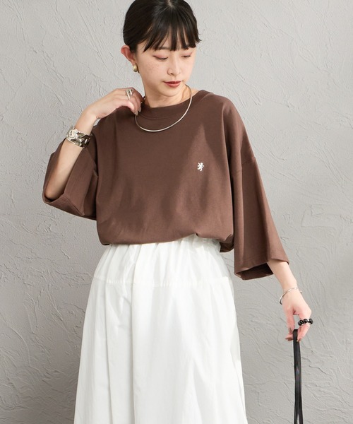 GYMPHLEX（ジムフレックス）の「[GYMPHLEX/ジムフレックス] ワンポイント刺繍ロゴ クルーネックTシャツ（Tシャツ/カットソー・レディース・ブラウン/チャコールグレー/アイボリー・M/L）」の19枚目の写真