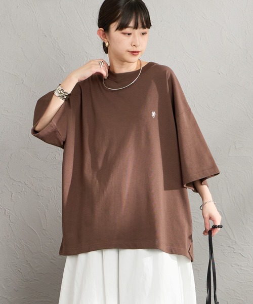 GYMPHLEX（ジムフレックス）の「[GYMPHLEX/ジムフレックス] ワンポイント刺繍ロゴ クルーネックTシャツ（Tシャツ/カットソー・レディース・ブラウン/チャコールグレー/アイボリー・M/L）」の15枚目の写真