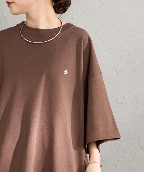 GYMPHLEX（ジムフレックス）の「[GYMPHLEX/ジムフレックス] ワンポイント刺繍ロゴ クルーネックTシャツ（Tシャツ/カットソー・レディース・ブラウン/チャコールグレー/アイボリー・M/L）」の12枚目の写真
