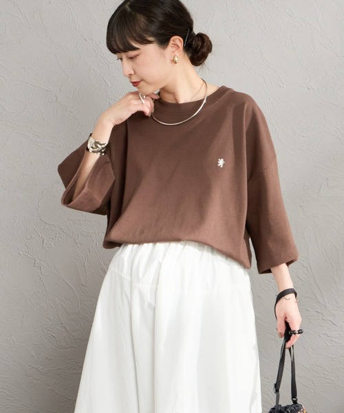 GYMPHLEX（ジムフレックス）の「[GYMPHLEX/ジムフレックス] ワンポイント刺繍ロゴ クルーネックTシャツ（Tシャツ/カットソー・レディース・ブラウン/チャコールグレー/アイボリー・M/L）」の20枚目の写真