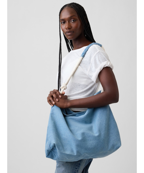 GAP(ギャップ)の「デニムロープ バケットバッグ(トートバッグ・レディース・インディゴブルー・ONE SIZE)」の1枚目の写真