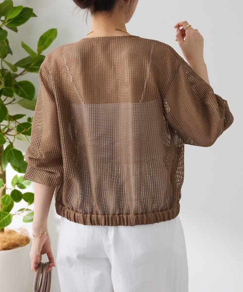 COLLAGE GALLARDAGALANTE(コラージュガリャルダガランテ)の「Vメッシュシアーブルゾン(ブルゾン・レディース・オフホワイト/ベージュ・FREE)」の7枚目の写真