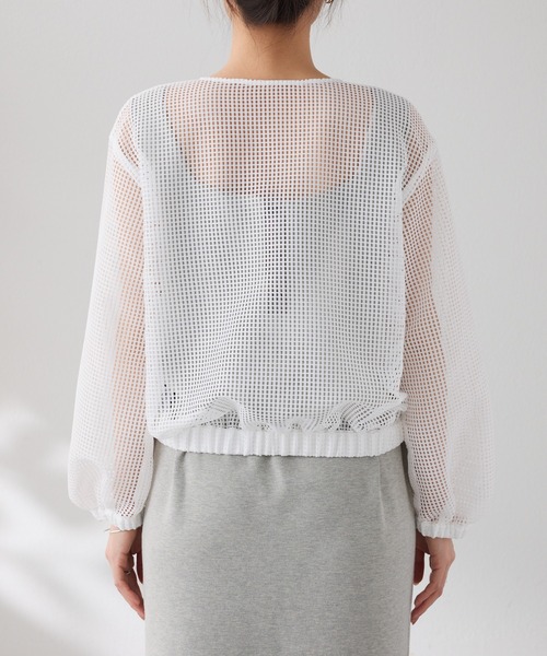 COLLAGE GALLARDAGALANTE(コラージュガリャルダガランテ)の「Vメッシュシアーブルゾン(ブルゾン・レディース・オフホワイト/ベージュ・FREE)」の11枚目の写真