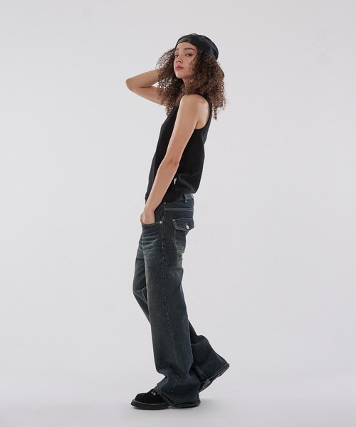 WISH FOR EVER(ウィッシュフォーエバー)の「ASSORT BOOTCUT LINES DENIM PANTS/アソートブーツカットラインズデニムパンツ(デニムパンツ・メンズ・ブラック/インディゴブルー・SMALL/MEDIUM/LARGE)」の10枚目の写真