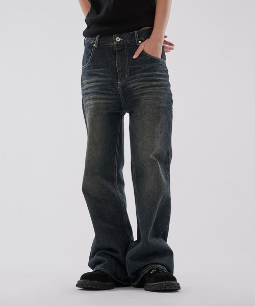 WISH FOR EVER(ウィッシュフォーエバー)の「ASSORT BOOTCUT LINES DENIM PANTS/アソートブーツカットラインズデニムパンツ(デニムパンツ・メンズ・ブラック/インディゴブルー・SMALL/MEDIUM/LARGE)」の3枚目の写真