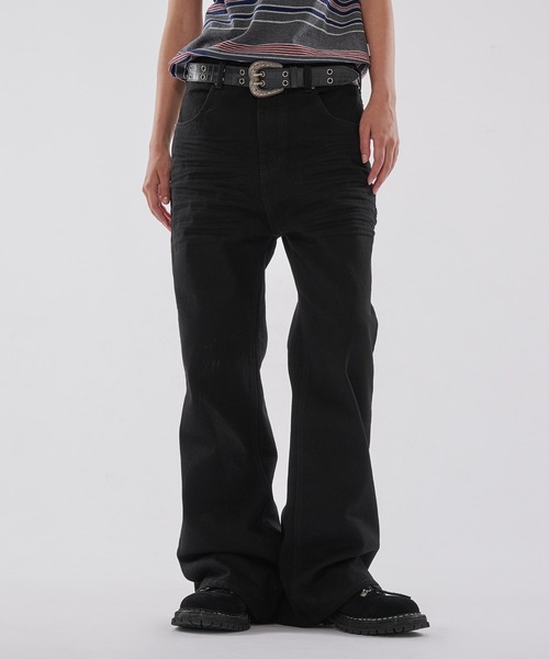 WISH FOR EVER(ウィッシュフォーエバー)の「ASSORT BOOTCUT LINES DENIM PANTS/アソートブーツカットラインズデニムパンツ(デニムパンツ・メンズ・ブラック/インディゴブルー・SMALL/MEDIUM/LARGE)」の5枚目の写真