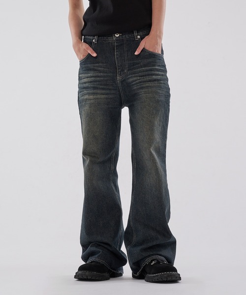 WISH FOR EVER(ウィッシュフォーエバー)の「ASSORT BOOTCUT LINES DENIM PANTS/アソートブーツカットラインズデニムパンツ(デニムパンツ・メンズ・ブラック/インディゴブルー・SMALL/MEDIUM/LARGE)」の4枚目の写真