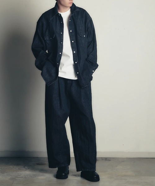 is-ness（イズネス）の「【is-ness/イズネス】WESTERN SHIRTS(Enzyme Wash)（シャツ/ブラウス・メンズ・ブラック/ダークインディゴブルー・L/M）」の5枚目の写真