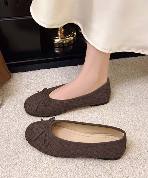 LOWO（ロワ）の「メッシュ編みリボンフラットパンプス バレエシューズ ぺたんこ（バレエシューズ・レディース・ブラック/ベージュ/ブラウン・40/39/38/37/36）」の3枚目の写真