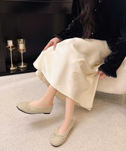 LOWO（ロワ）の「メッシュ編みリボンフラットパンプス バレエシューズ ぺたんこ（バレエシューズ・レディース・ブラック/ベージュ/ブラウン・40/39/38/37/36）」の6枚目の写真