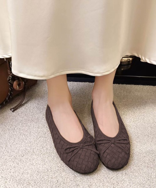 LOWO（ロワ）の「メッシュ編みリボンフラットパンプス バレエシューズ ぺたんこ（バレエシューズ・レディース・ブラック/ベージュ/ブラウン・40/39/38/37/36）」の8枚目の写真