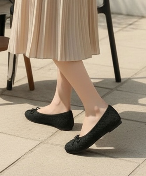 LOWO（ロワ）の「メッシュ編みリボンフラットパンプス バレエシューズ ぺたんこ（バレエシューズ・レディース・ブラック/ベージュ/ブラウン・40/39/38/37/36）」の15枚目の写真