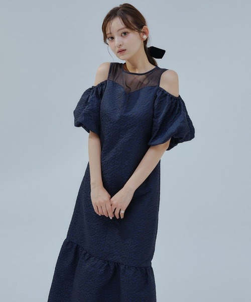 ORGUE(オルグ)の「Balloon off shoulder one-piece/バルーンオフショルダーワンピース(ワンピース・レディース・ネイビー/アイボリー・SMALL/MEDIUM)」の16枚目の写真
