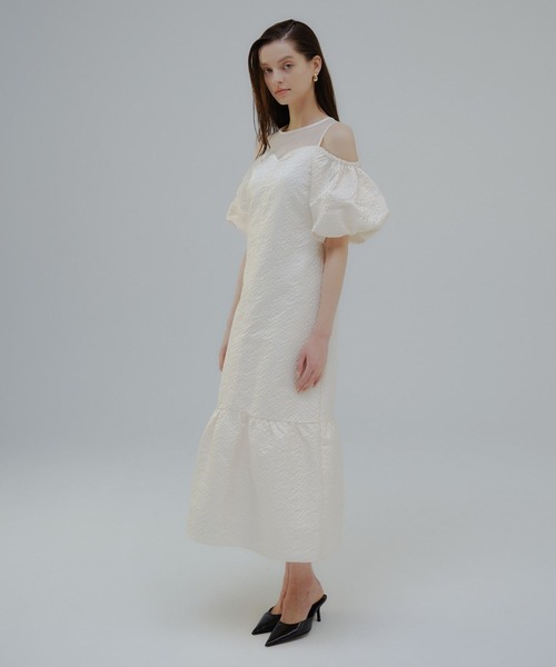 ORGUE(オルグ)の「Balloon off shoulder one-piece/バルーンオフショルダーワンピース(ワンピース・レディース・ネイビー/アイボリー・SMALL/MEDIUM)」の6枚目の写真