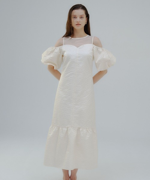 ORGUE(オルグ)の「Balloon off shoulder one-piece/バルーンオフショルダーワンピース(ワンピース・レディース・ネイビー/アイボリー・SMALL/MEDIUM)」の5枚目の写真