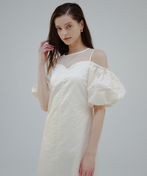ORGUE(オルグ)の「Balloon off shoulder one-piece/バルーンオフショルダーワンピース(ワンピース・レディース・ネイビー/アイボリー・SMALL/MEDIUM)」の3枚目の写真
