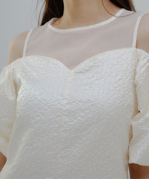 ORGUE(オルグ)の「Balloon off shoulder one-piece/バルーンオフショルダーワンピース(ワンピース・レディース・ネイビー/アイボリー・SMALL/MEDIUM)」の22枚目の写真