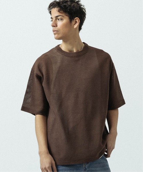 SLICK(スリック)の「【SLICK/スリック】Linen Mix Sheer Mesh Knit T-Shirt/リネンミックス シアーメッシュニットTシャツ(ニット/セーター・メンズ・ブラック/ブルー/ブラウン/キナリ・1/2/3)」の3枚目の写真