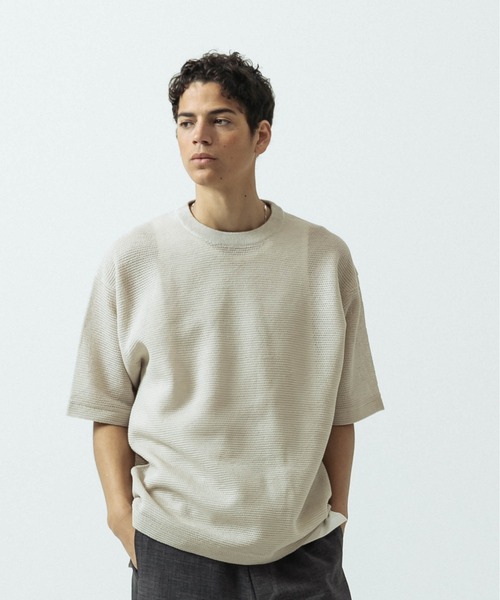 SLICK(スリック)の「【SLICK/スリック】Linen Mix Sheer Mesh Knit T-Shirt/リネンミックス シアーメッシュニットTシャツ(ニット/セーター・メンズ・ブラック/ブルー/ブラウン/キナリ・1/2/3)」の5枚目の写真