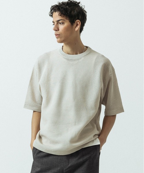 SLICK(スリック)の「【SLICK/スリック】Linen Mix Sheer Mesh Knit T-Shirt/リネンミックス シアーメッシュニットTシャツ(ニット/セーター・メンズ・ブラック/ブルー/ブラウン/キナリ・1/2/3)」の6枚目の写真