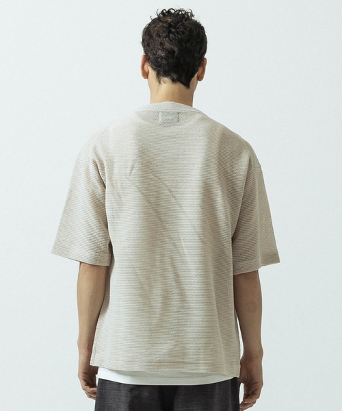 SLICK(スリック)の「【SLICK/スリック】Linen Mix Sheer Mesh Knit T-Shirt/リネンミックス シアーメッシュニットTシャツ(ニット/セーター・メンズ・ブラック/ブルー/ブラウン/キナリ・1/2/3)」の8枚目の写真