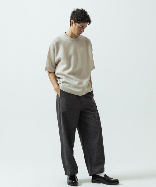 SLICK(スリック)の「【SLICK/スリック】Linen Mix Sheer Mesh Knit T-Shirt/リネンミックス シアーメッシュニットTシャツ(ニット/セーター・メンズ・ブラック/ブルー/ブラウン/キナリ・1/2/3)」の9枚目の写真