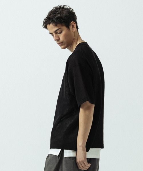 SLICK(スリック)の「【SLICK/スリック】Linen Mix Sheer Mesh Knit T-Shirt/リネンミックス シアーメッシュニットTシャツ(ニット/セーター・メンズ・ブラック/ブルー/ブラウン/キナリ・1/2/3)」の19枚目の写真