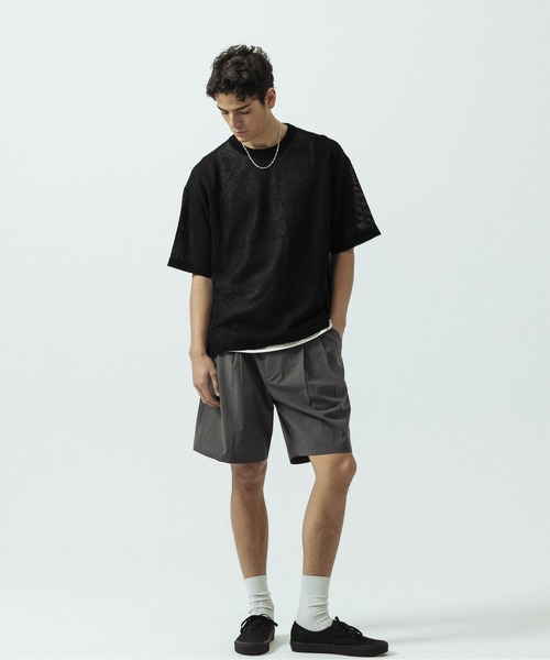 SLICK(スリック)の「【SLICK/スリック】Linen Mix Sheer Mesh Knit T-Shirt/リネンミックス シアーメッシュニットTシャツ(ニット/セーター・メンズ・ブラック/ブルー/ブラウン/キナリ・1/2/3)」の22枚目の写真