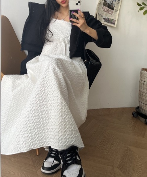 FREE STYLISTS(フリー スタイリスト)の「YUGA_YGMC Korean-style seersucker Tiered Flare Dress(ワンピース・レディース・ホワイト・FREE)」の15枚目の写真