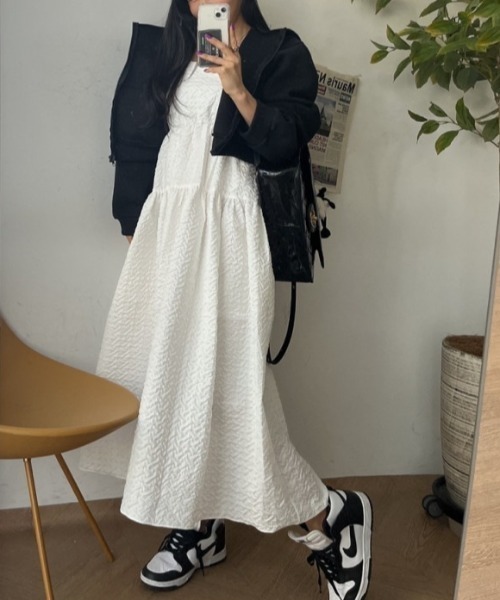 FREE STYLISTS(フリー スタイリスト)の「YUGA_YGMC Korean-style seersucker Tiered Flare Dress(ワンピース・レディース・ホワイト・FREE)」の16枚目の写真