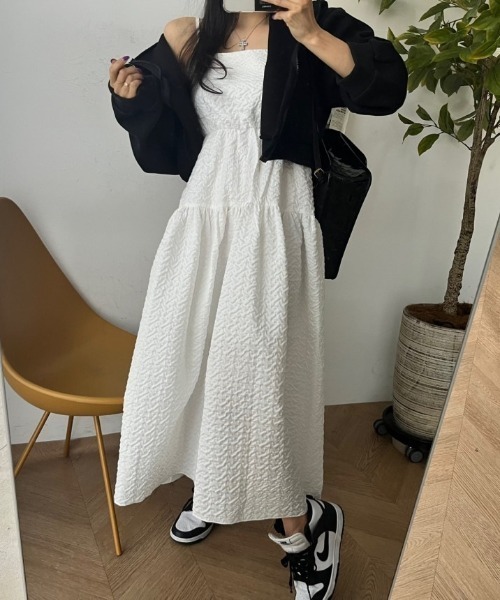 FREE STYLISTS(フリー スタイリスト)の「YUGA_YGMC Korean-style seersucker Tiered Flare Dress(ワンピース・レディース・ホワイト・FREE)」の17枚目の写真