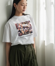 半袖カラーフォトプリントTシャツ