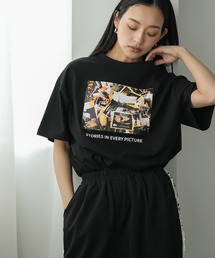 半袖カラーフォトプリントTシャツ