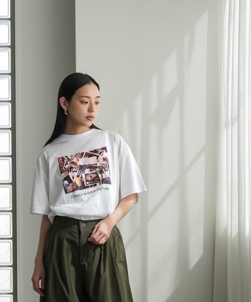mili an deni(ミリアンデニ)の「半袖カラーフォトプリントTシャツ(Tシャツ/カットソー・レディース・ブラック/オフホワイト/チャコールグレー・M/L)」の8枚目の写真