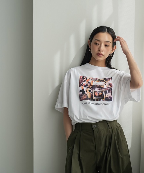 mili an deni(ミリアンデニ)の「半袖カラーフォトプリントTシャツ(Tシャツ/カットソー・レディース・ブラック/オフホワイト/チャコールグレー・M/L)」の9枚目の写真