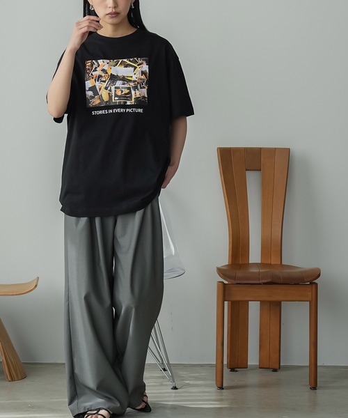 mili an deni(ミリアンデニ)の「半袖カラーフォトプリントTシャツ(Tシャツ/カットソー・レディース・ブラック/オフホワイト/チャコールグレー・M/L)」の16枚目の写真