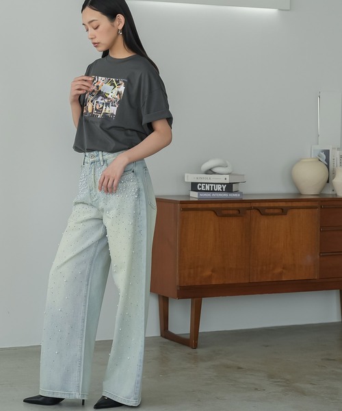 mili an deni(ミリアンデニ)の「半袖カラーフォトプリントTシャツ(Tシャツ/カットソー・レディース・ブラック/オフホワイト/チャコールグレー・M/L)」の20枚目の写真